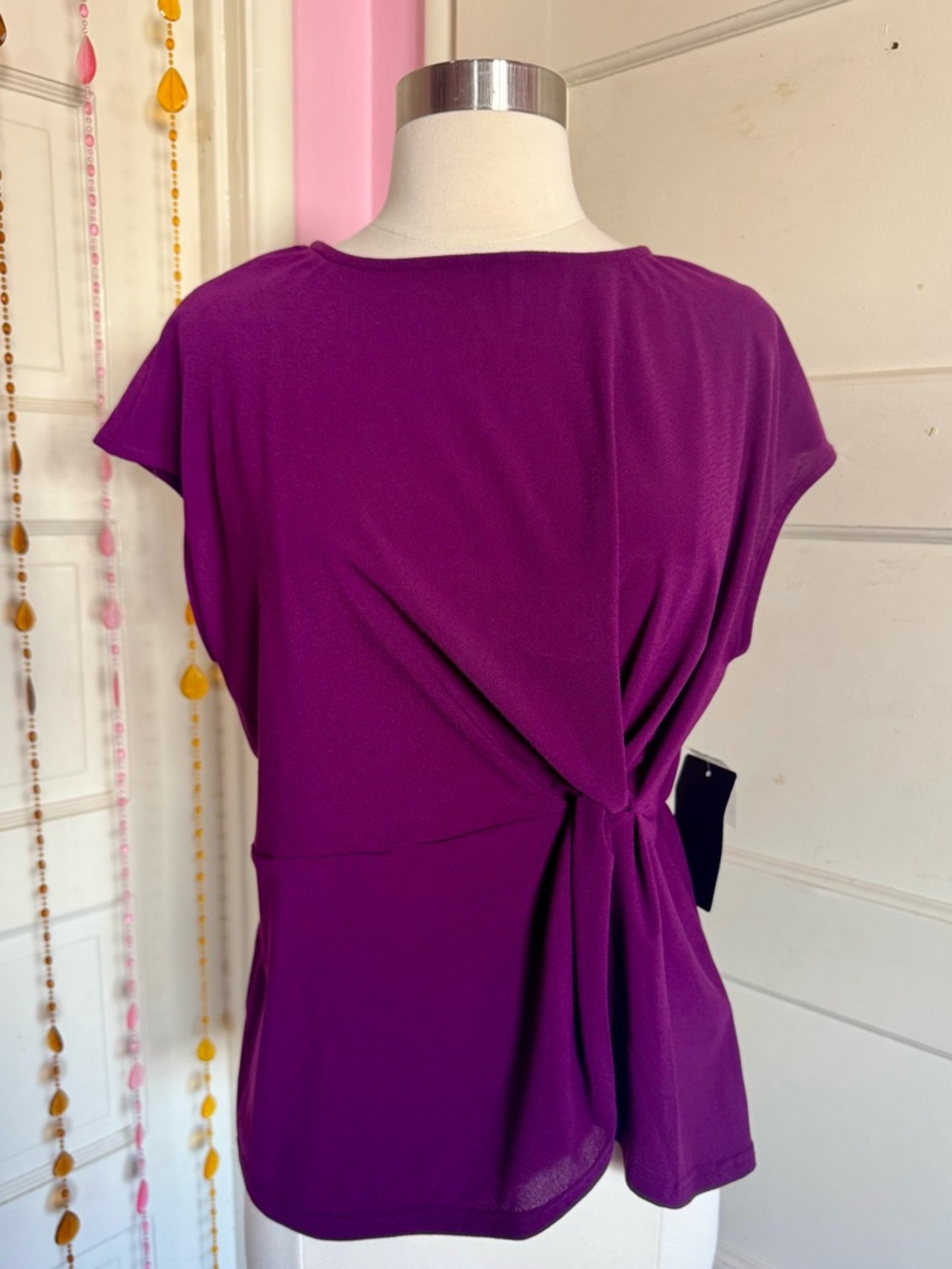 NWT Fifty Street Purple Side Twist Blouse Size Large Career Top